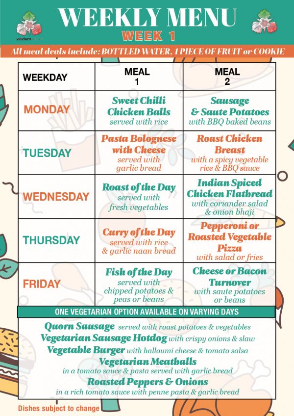 Weekly Menu Wildern week 1 1