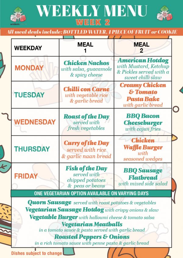 Weekly Menu Wildern week 2
