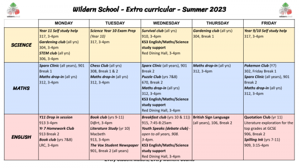 Summer 23 extra curricular